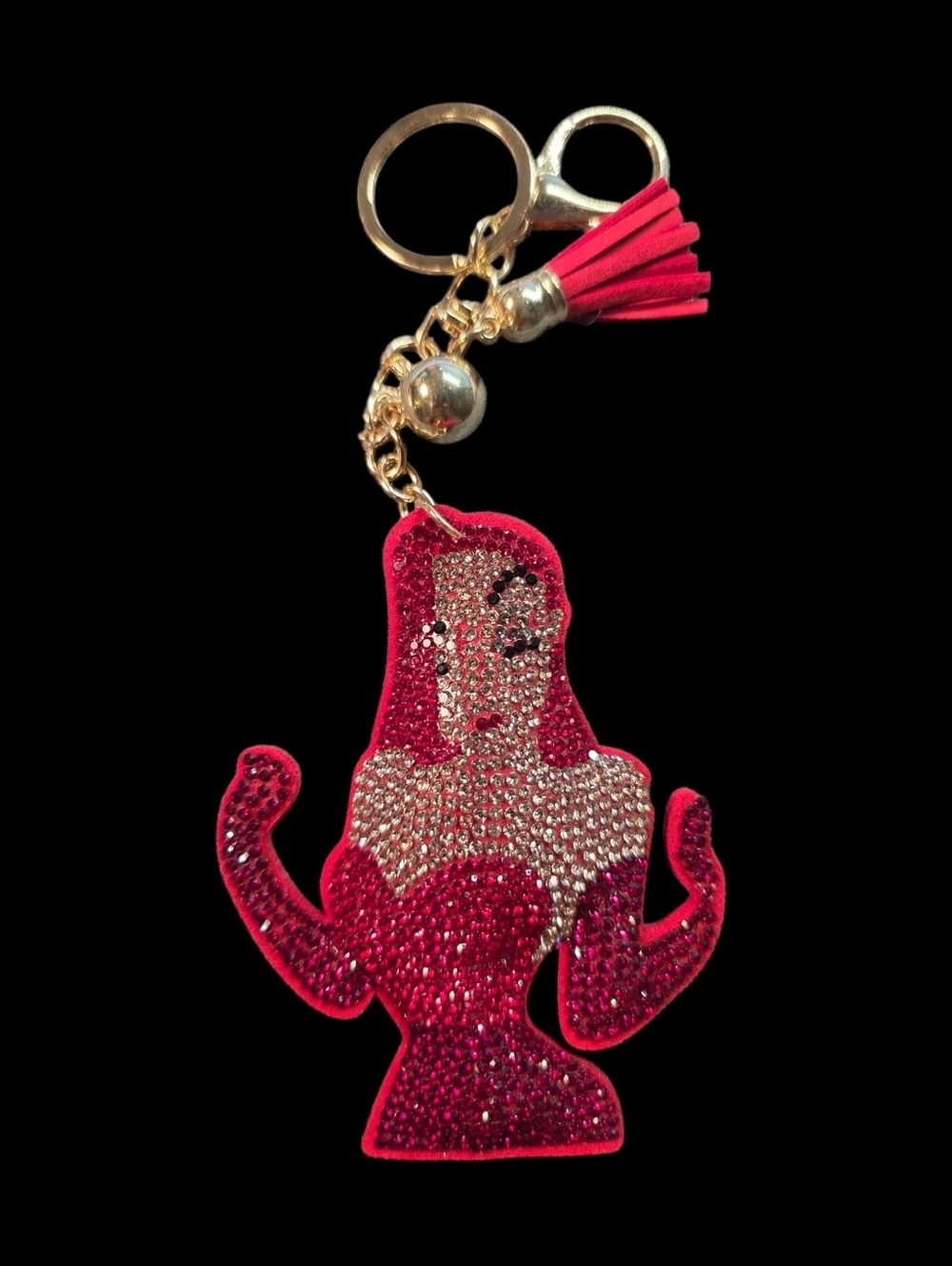 Red Rhinestone Jessica Rabbit Bag Charm Keychain with Tassel